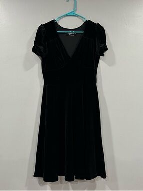 Hell Bunny Black Joanne Velvet Dress Mini Dress Medium M UK 12